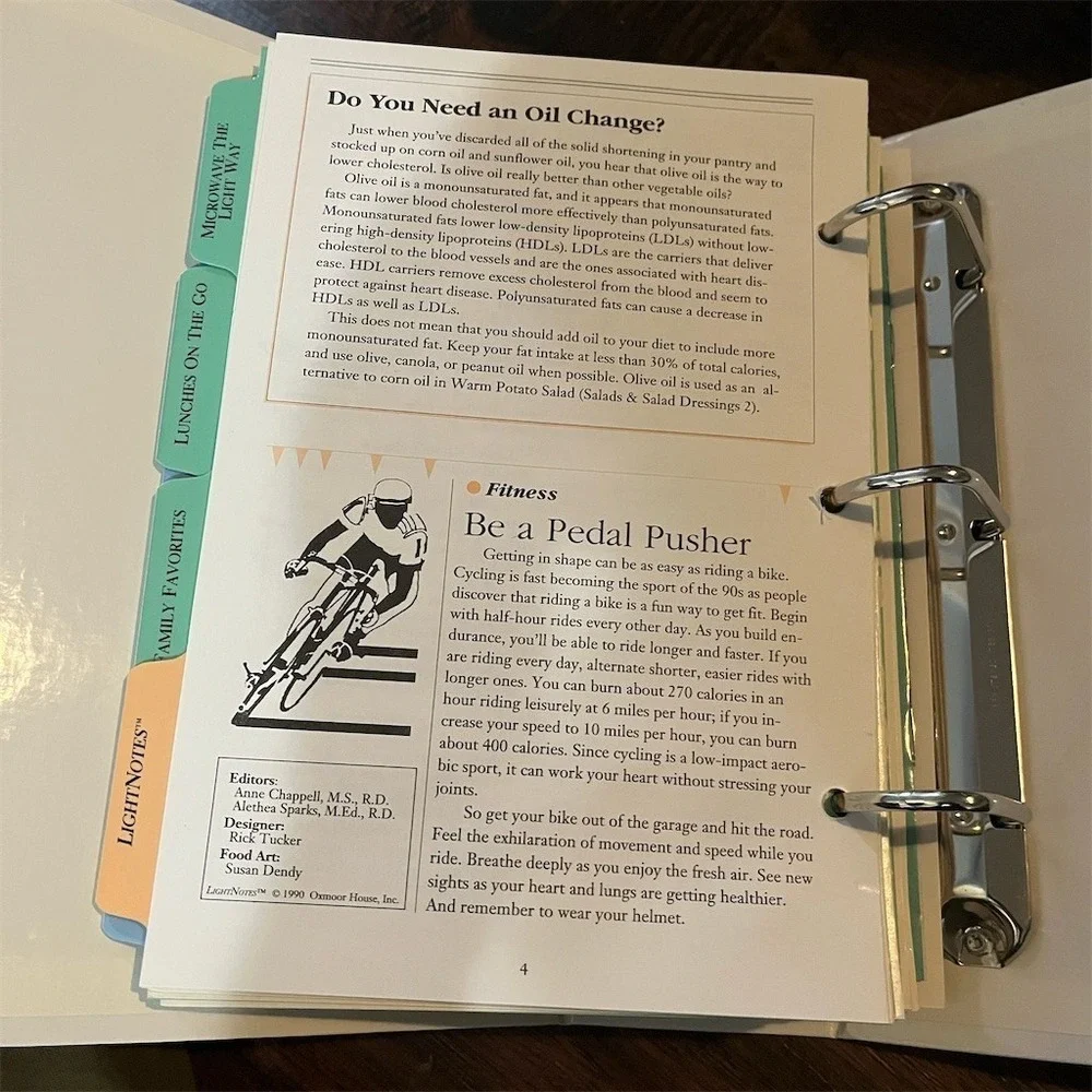 Oxmoor House Light & Easy‎ Cooking Collection 3-Ring Recipe Binder Tabs